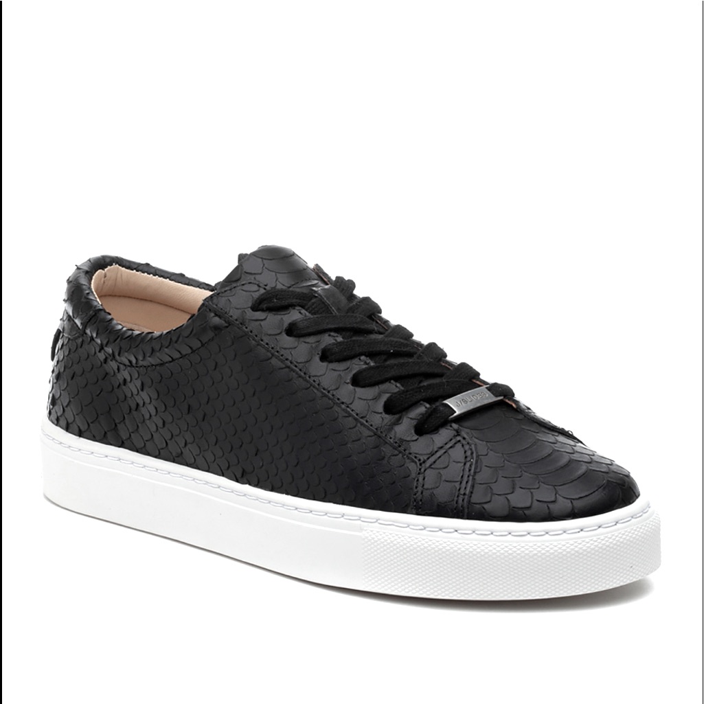 New J/Slides Snake-Embossed Leather Platform Sneakers